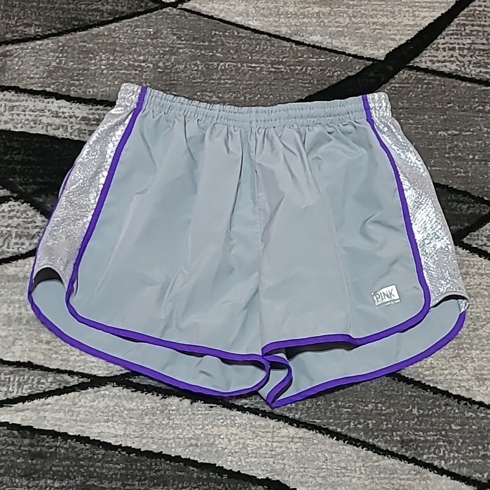 VS PINK 2012 SILVER SHINE SNAKESKIN PRINT  LOGO SHORTS PRICE FIRM
